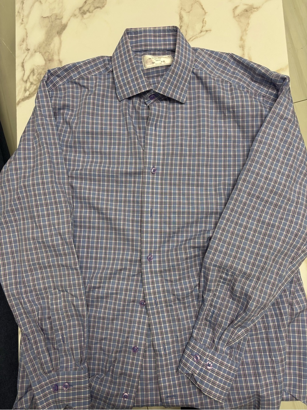 Lorenzo Uomo Blue and White Plaid Dress Shirt